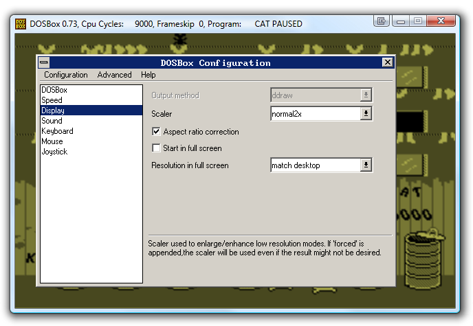 Screenshot of DOSBox GUI