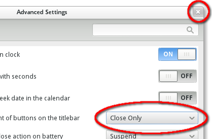 Only close buttons show on window frames by default