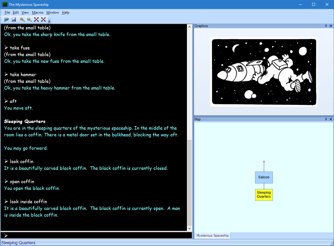 Screenshot of a text adventure