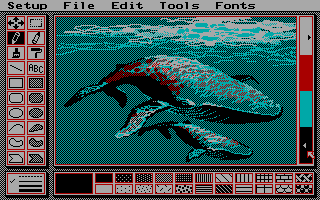 PC Paint editing a supplied sample file in CGA mode