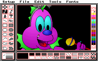 PC Paint editing the intro screen for Cosmo Dragon in VGA mode