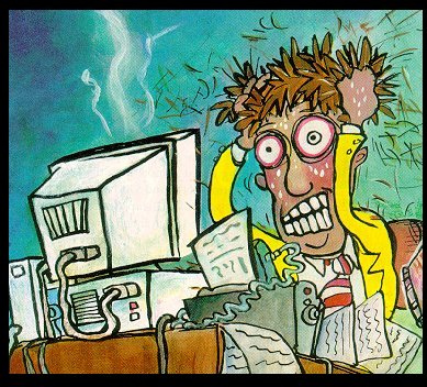 Cartoon of frustrated computer user