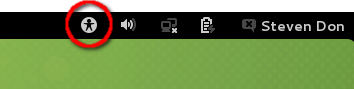 Accessibility icon prominently in Gnome top panel