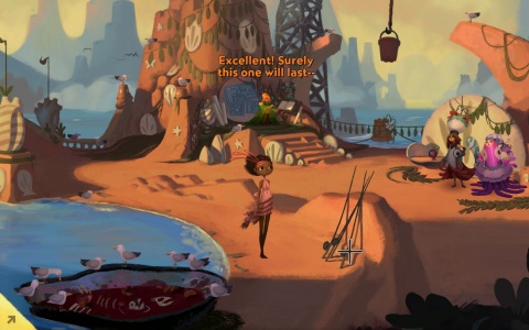 Gameplay scene from Broken Age: Vella in Shellmound