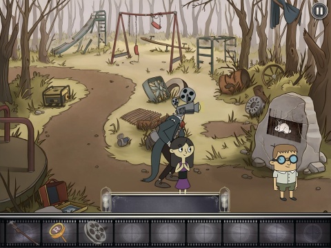 Gameplay scene from Projector Face: Showing a movie on the playground