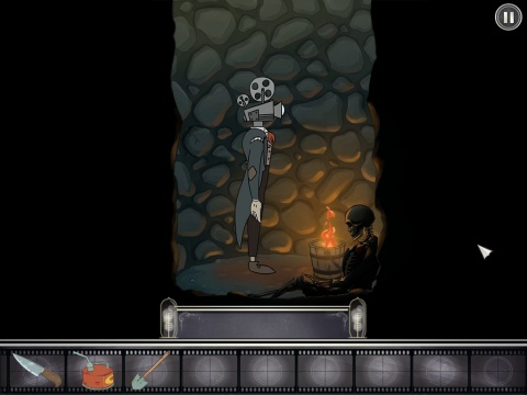 Gameplay scene from Projector Face: Stuck down a well