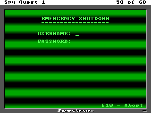 Scene from the game where a computer shows the "emergency shutdown" screen