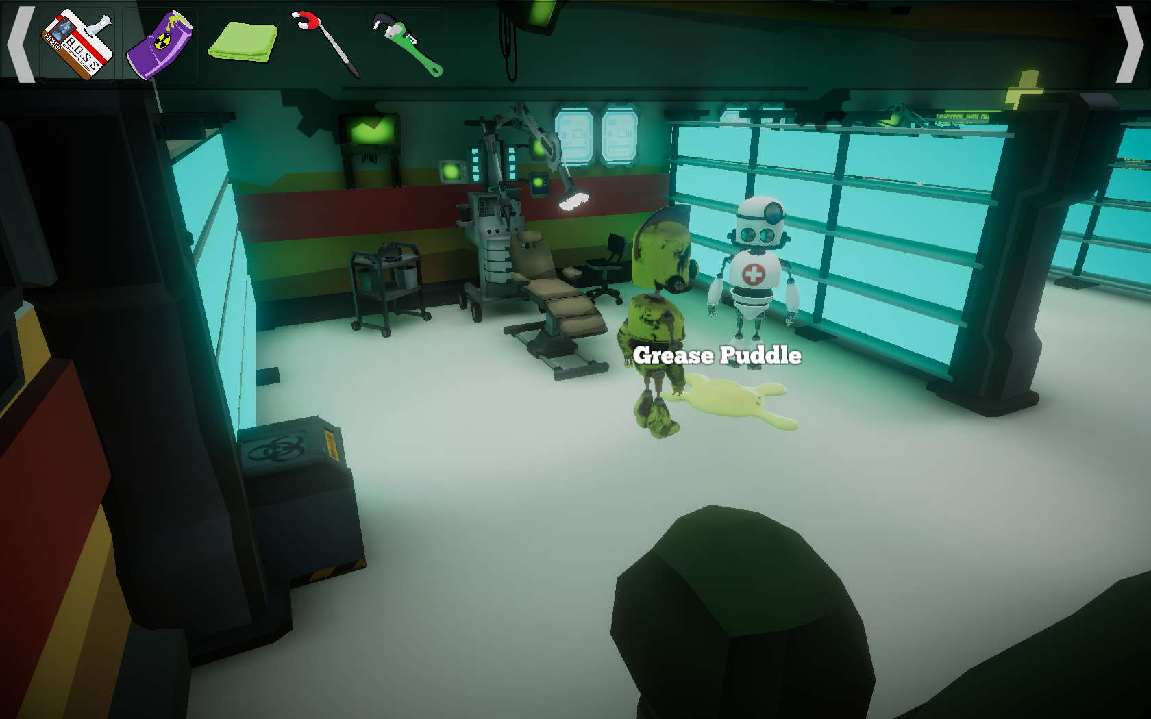 Screenshot showing a robot visiting his doctor