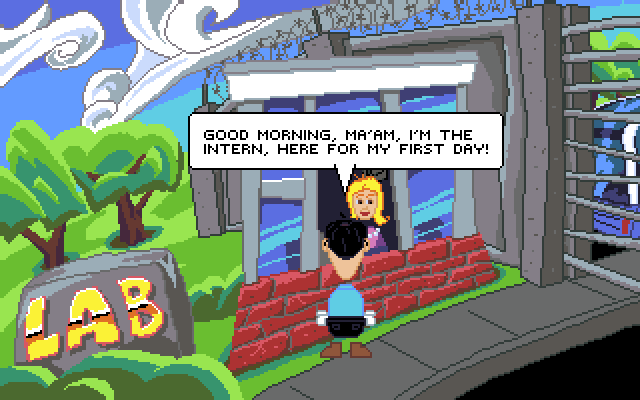 Screenshot of the intern arriving at the Lab Lab gate